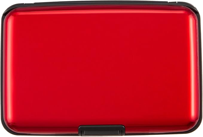 Credit Card Holder, RFID Blocking Metal Card Wallet for Women Men Slim ID Card Holders Protector Aluminum Business Hard Case (Red) by Kaabao