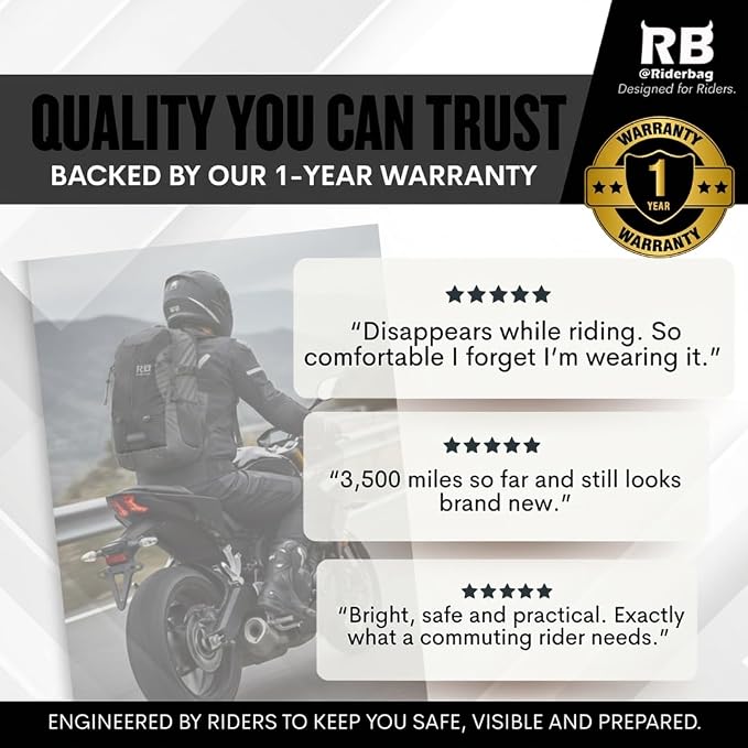 Reflective Motorcycle Backpack, Hi Viz Commuter Riding Bag | Designed by Riders for Everyday Rides with Laptop Compartment and Helmet Net. Built to Help You Be Seen. - Image 6
