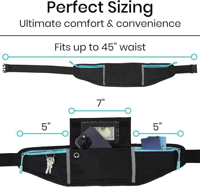 Vive Running Belt Fanny Pack for Women, Men, Kids, Adults, Jogging | Workouts- Waterproof Runners Reflective Waist Pack Bag with Phone Holder - for Fitness, Exercise, Gym, Hiking, Travel - Image 6