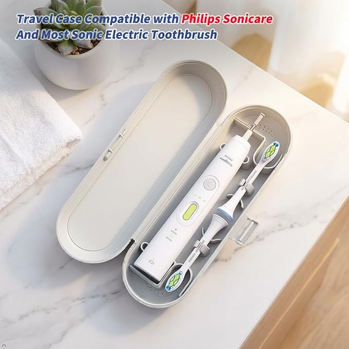 Toothbrush Travel Case Compatible with Philips Sonicare Electric Toothbrush & 6Pcs Reusable Toothbrush Head Covers Compatible with Philips Sonicare Toothbrush Heads (Pink) - Image 2