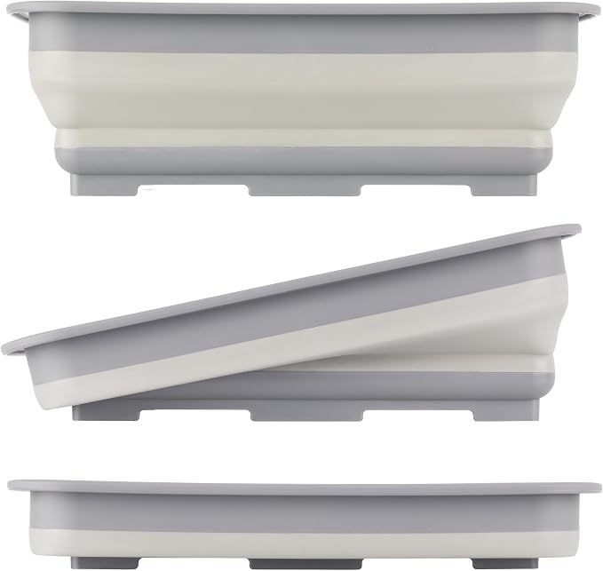 Collapsible Bucket for Cleaning - 7.27L Foldable Wash Bin Dish Tub - Collapsible Wash Basin or Camping Sink for Beach, Tailgating, or Soaking Laundry - Cleaning Supplies by Wakeman (Gray) - Image 7