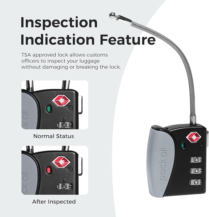 pack all TSA Approved Travel Luggage Locks, Resettable 3-Digit Code | Open Alert Indicator, Flexible Steel Cable, Zinc Alloy Body, Clear Number Dials, For Suitcase, Toolbox, Backpack, 4 Pack - Image 8
