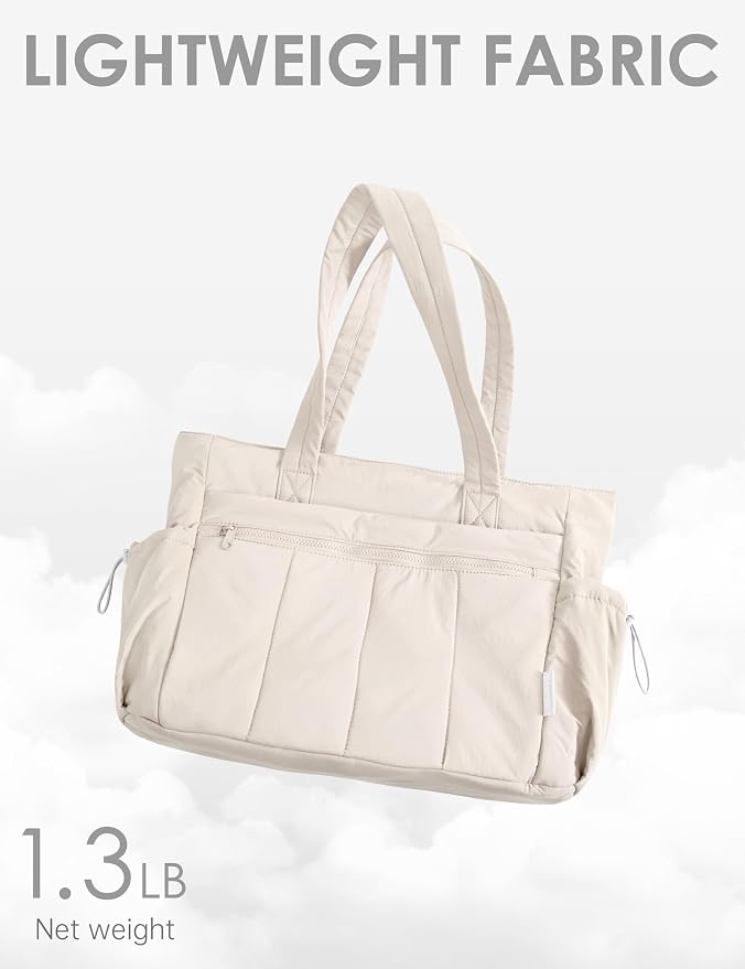 Tote Bag for Women, Lightweight Large Puffer Bag, Quilted Shoulder Purses Handbags for Travel Work - Image 5