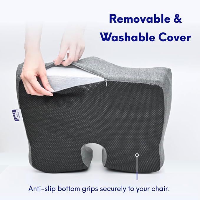 C CUSHION LAB Patented Pressure Relief Seat Cushion for Long Sitting Hours on Office/Home Chair, Car, Wheelchair - Extra-Dense Memory Foam for Hip, Tailbone, Coccyx, Sciatica - Wellness Green - Image 7