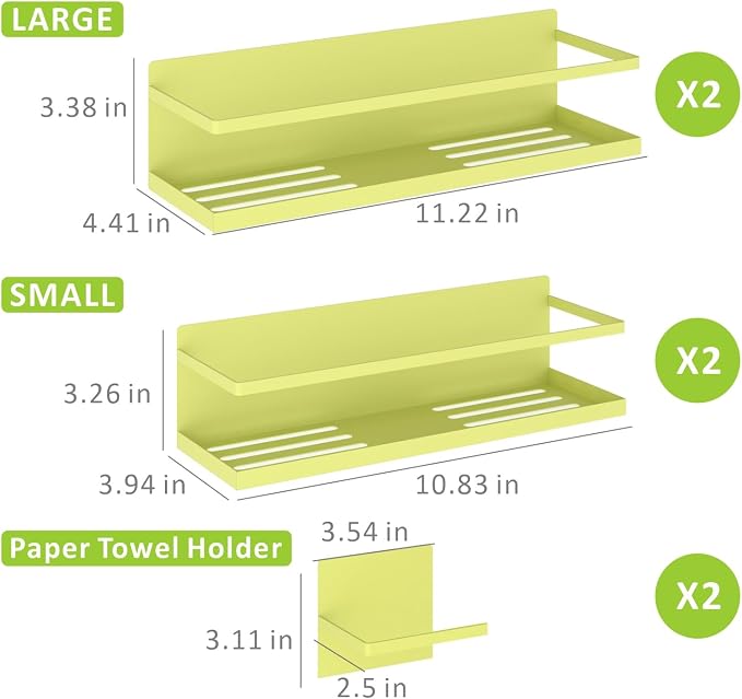 Magnetic Spice Rack For Refrigerator Magnetic Fridge Shelf For Kitchen Spice Organizer Magnetic Shelf For Fridge Space Saving Yellow 4 Pack With Magnetic Paper Towel Holder - Image 2
