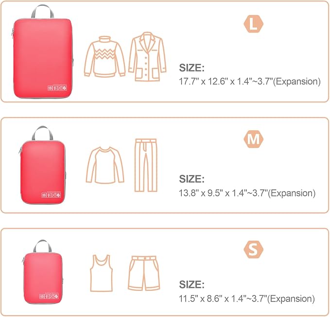 Cambond Compression Packing Cubes for Travel - Luggage Suitcase Organizer | Compression Zip Design for Space-saving, Expandable, Lightweight, Keep Clothes Sorted, Luggage Space Tidy, Carry on Pack Fast - Image 4