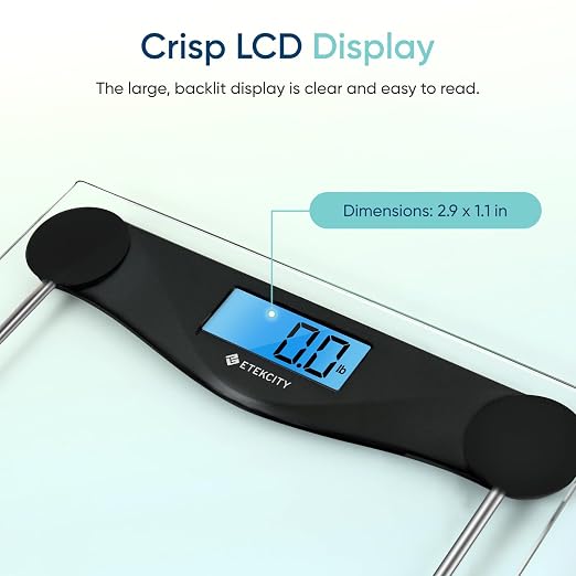 Etekcity Digital Body Weight Bathroom Scale, 6mm Tempered Glass, Black | 400 Pounds Capacity, Large Blue LCD Backlight Display, High Precision Measurements for Home Bathroom Use - Image 2