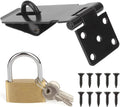 HOWDIA 180 Degree Hasp Lock Latch with Lock, 4 Inch Latch Lock with Screws and Padlock, Stainless Steel Pad Lock Latches Locking Latch Security Door Clasp Hasp for Shed/Gate/Storage Lock（Black） by HOWDIA