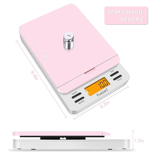 Fuzion Digital Postal Scale, 86 lb/0.1oz Shipping Scale for Packages with Hold and Tare, Postage Scale with Flip Holder, Package Scale for Small Business, Battery & AC Adapter Included - Image 3