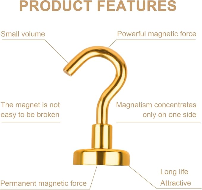 DIYMAG Magnetic Hooks 20pcs 30lbs Cruise Essentials 2026 Magnet Hook Yellow | Neodymium Heavy Duty Strong Magnets Hanging Ship Cabins Refrigerator Fridge Classroom Beach Vacation Kitchen Grills Home Tool - Image 4