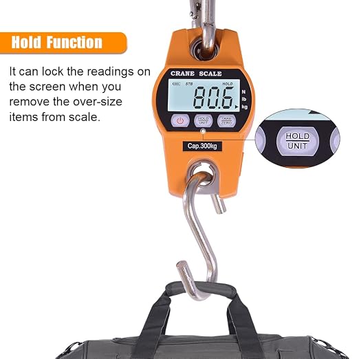 Fuzion Hanging Scale 660LB - Heavy Duty Crane Scale with Aluminum Body | Stainless Steel Hook, Hold/Tare Function, Large Display, Digital Hanging Scales for Weighing Animals, Hays, Fish, Luggage - Image 5