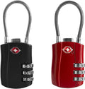 TSA Locks for Luggage, Small Padlock Combination with Cable, Luggage Locks TSA Approved, Combo Padlock with Code, for Travel Suitcase, Gym Locker, Gun Case, Backpack Zipper (Black+Red) by SpecializeinCombinationLock