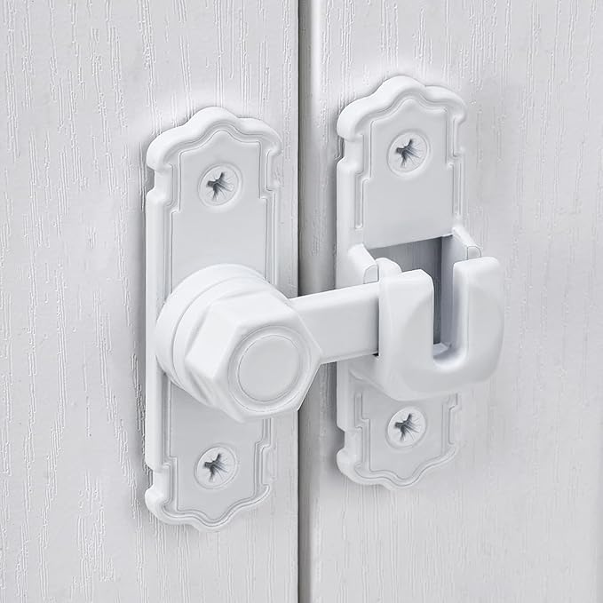 2 Packs White Aluminum Alloy 90/180 Degree Gate Lock,Barn Door Latches | Flip Gate Latches,Right Angle Door Lock Latch,Sliding Door Latches,for bedroom,garage,window,pet enclosures,drawer,cabinet - Image 4