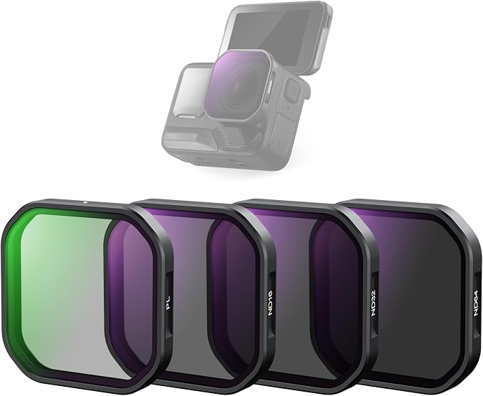 NEEWER 4 Pack ND & Polarizer Filter Set Compatible with Insta360 Ace Pro 2, PL/ND16/ND32/ND64 Action Camera Accessories, NOT Compatible with Updated Version Redesigned Round Octagonal Lens Guard, FL90 by Neewer
