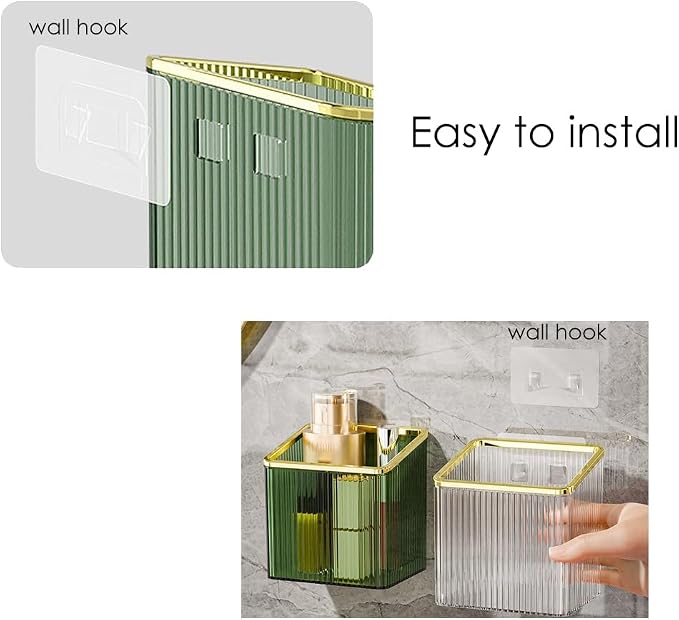 Drill-Free Stick-On Wall Shelves | Space-Saving Floating Organizer for Kitchen, Bathroom & Office | Plastic Storage Shelves for Makeup & Home Decor (Transparent_Silver) - Image 3