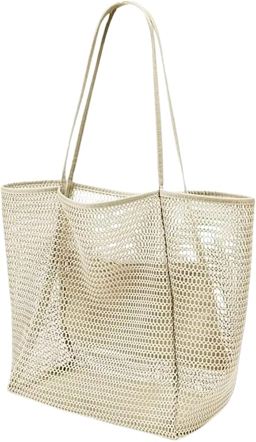 Mesh Beach Tote Bag for Women, Sandproof Quick Dry Foldable Travel Bag by Unknown