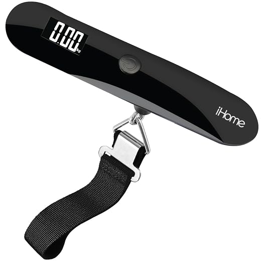 iHome Digital Luggage Scale - 110lbs Portable Suitcase Scale with LCD Display - Luggage Weight Scale (220LSGL2BL) by iHome