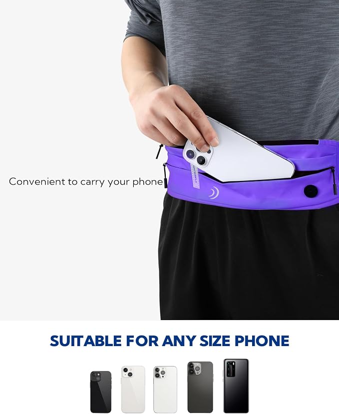 WATERFLY Running Belt Fanny Pack:Phone Holder Belt for Men Women | Lightweight, Soft and breathable fabric,SBS zipper, adjustable waist belt, Zero bounce, Suitable for running workout Fitness - Image 3