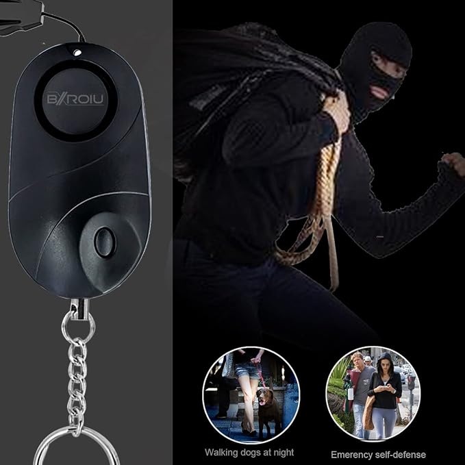 BXROIU 2 Pack Personal Safety Alarm for Women (Rose Gold + Black) | Loud Keychain Emergency Alarm with LED Light, Portable Safety Siren for Walking, Travel, Jogging & Night Safety - Image 8