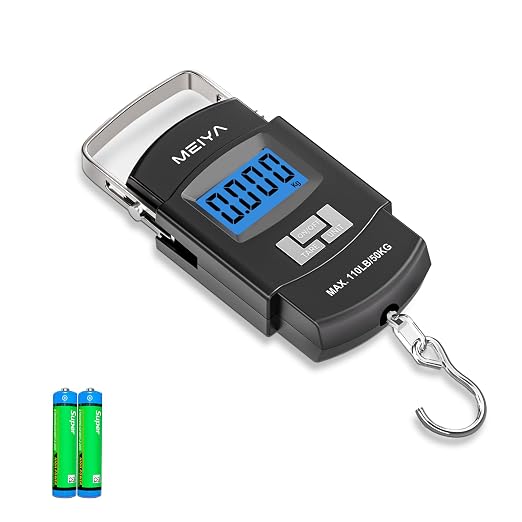 MEIYA Fish Scale 110lb/50kg Digital Fishing Scale with Backlit LCD, Portable Handle, Stainless Steel Hook & 2 AAA Batteries – Reliable Fishing Gear & Great Fishing Gifts for Men - Image 9