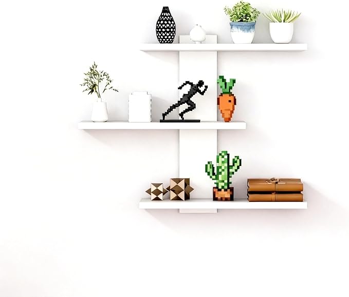 No Drilling 3 Tier Wall Shelf Unit, Versatile Lack Wall Shelf, Wall Hanging Storage Shelves for Kitchen Living Room Bedroom Dorm, Decorative Vertical Shelving Unit, White by Frawenleco