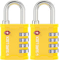 SURE LOCK TSA Accepted 4 Dig Heavy Duty Big Combination Luggage Padlock All Metal Travel Lock for Equipment Hard Case Luggage Gun Case Gym Locker Pelican Vault Lock (2, Yellow) by Hopeyoucanstaysafe