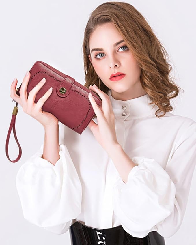 TFKGS Wallet for Women RFID Blocking Leather Large Capacity Card Holder Ladies Phone Clutch Travel Long Purse Wristlet | RFID Blocking - Image 6