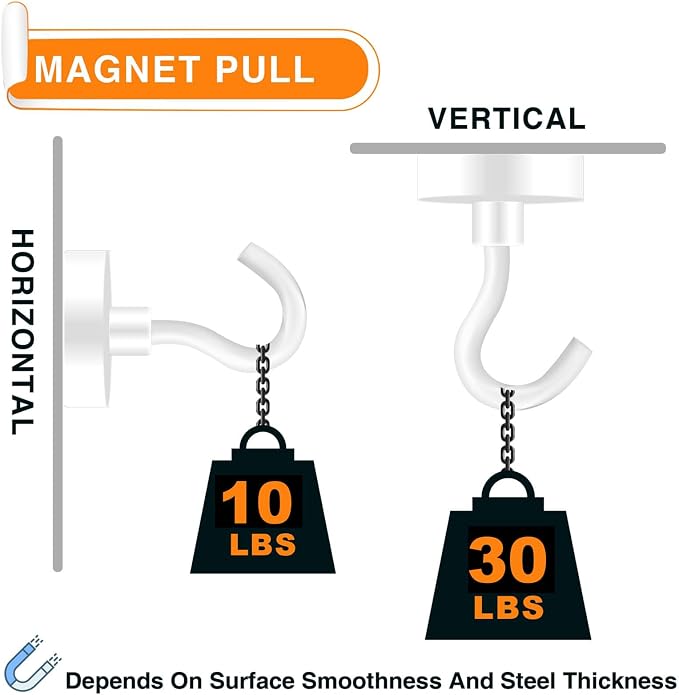 Magnetic Hooks, 28Pcs Cruise Essentials Strong Magnet Hook, 30LBS | Cruise Essentials Neodymium Heavy Duty Magnets with Hooks for Hanging Magnetic Hanger for Fridge Toolbox Storage - Image 3