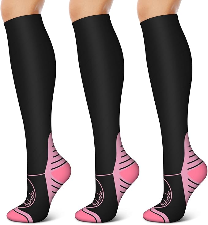 3 Pack Compression Socks - Compression Socks Women and Men, 15-20mmHg, Best for Nurses, Travel, Pregnancy by Unknown