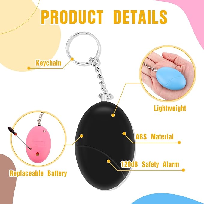 Tellegloww 8 Pcs Personal Safety Alarm for Women 120db Loud Sound Personal Siren Self Defense Keychain for Women Elderly Joggers Night Workers - Image 3