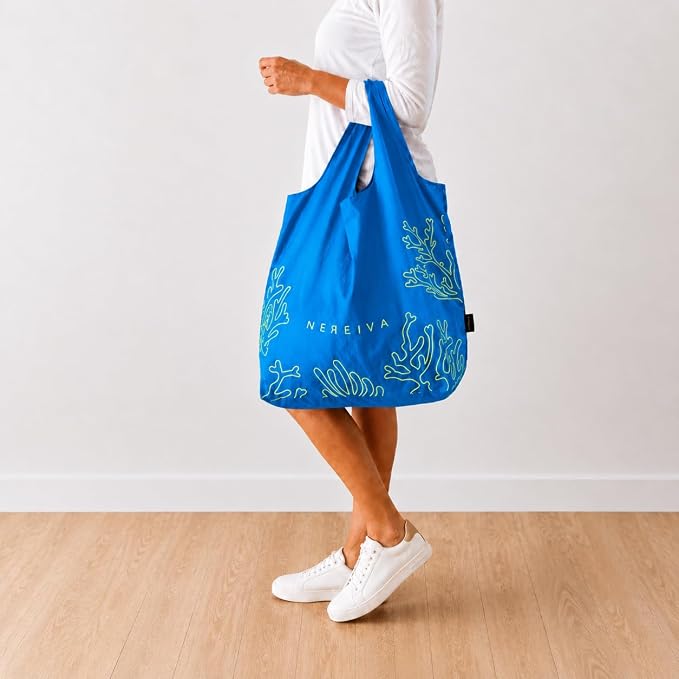 55 Pound Reusable Shopping Bag - Folds into a Small Pouch - Washable Reusable Grocery Bag, Durable & Stylish with handles for Easy Shoulder or Hand Carry - Image 2