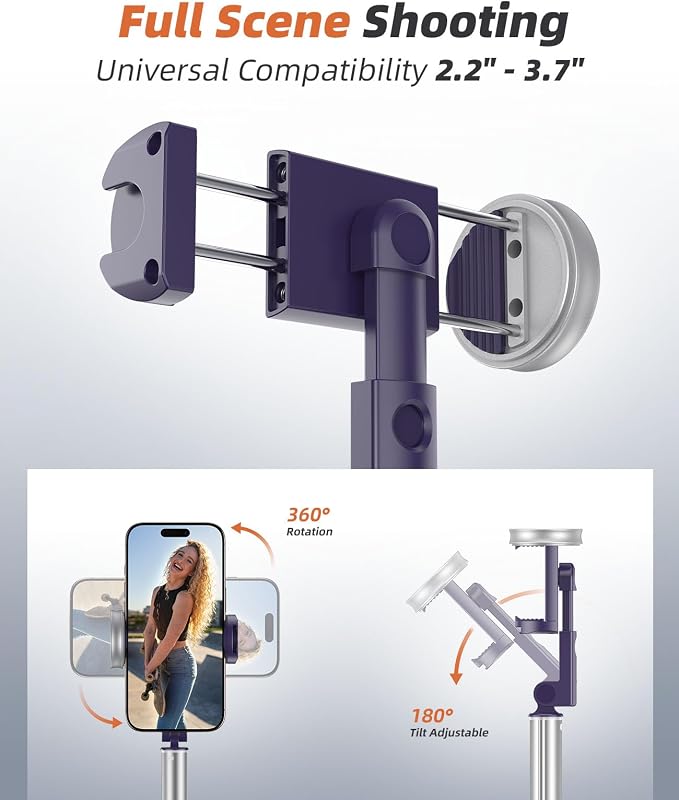 Tripod for iPhone, Selfie Stick with Remote, Stable & Durable Phone Tripod | Portable Travel Cell Phone Stand, Extendable All-in-1 Tripod for Video Recording Compatible with iPhone Android - Image 5