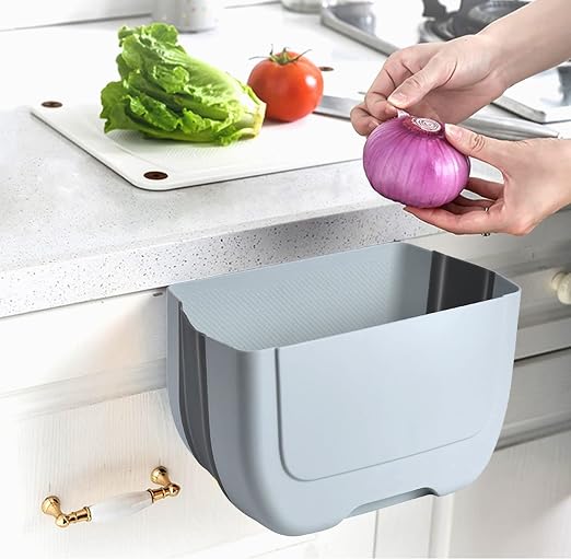 Hanging Folding Mini Trash Can for Kitchen Cabinet Door, Small Collapsible Garbage Bin Under Sink,Wall Mounted Waste Bin- Container Cabinet/Bedroom/Bathroom (3L)(White) by BanYakong