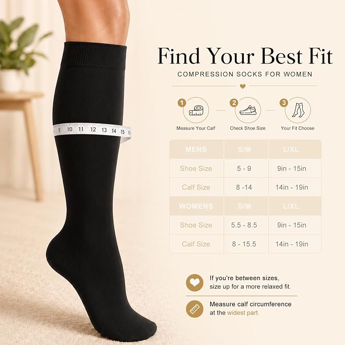 4 Pairs-Compression Socks for Women&Men Circulation-Best Support for Nurses,Running,Athletic - Image 6