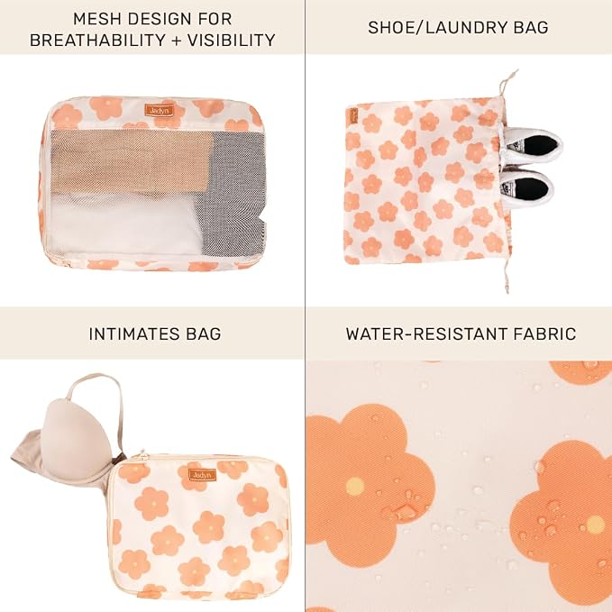 Packing Cubes for Travel, 6-Piece Large Packing Cube Organizer Set for Suitcase, Duffel Bag, Luggage, Multiple Sizes Travel Essentials (Daisy) - Image 3