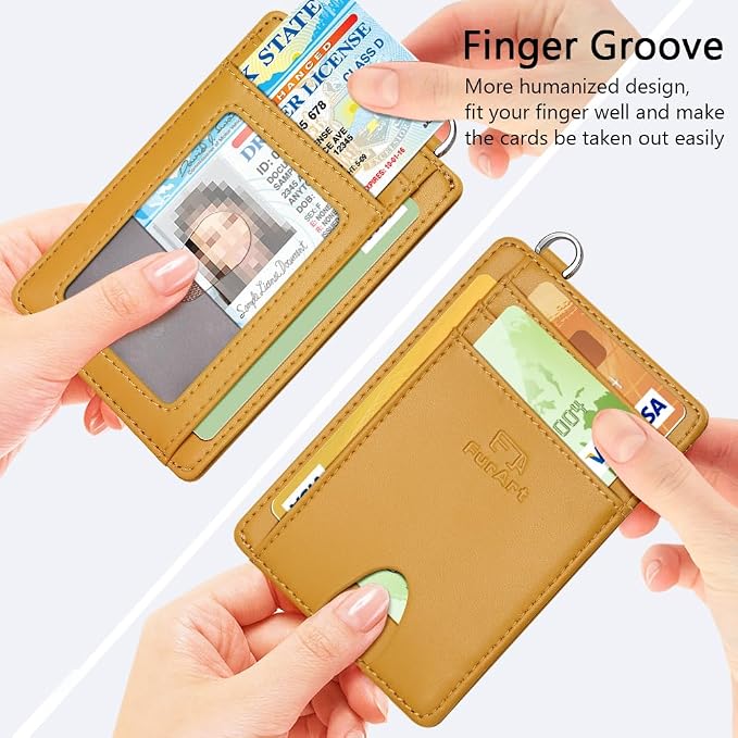 FurArt Slim Minimalist Wallet RFID Credit Card Holder for Men | slim minimalist compact rfid id window thin - Image 3
