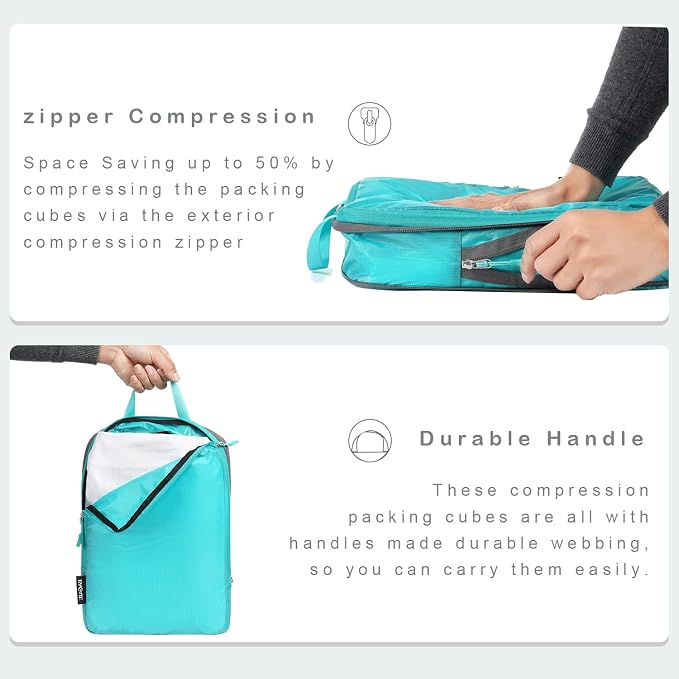 BAGAIL 6 Set Ultralight Compression Packing Cubes Packing Organizer for Travel Accessories Luggage Suitcase Backpack - Image 3