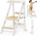 Foldable Toddler Kitchen Stool Helper with 3 Adjustable Heights,Aged 1-6 | CPSC Test,Wooden Collapsible Toddler Tower with Safety Rails&Feet,Wide Pedal,for Kitchen Cooking, Baking or Washing Hands by Unknown