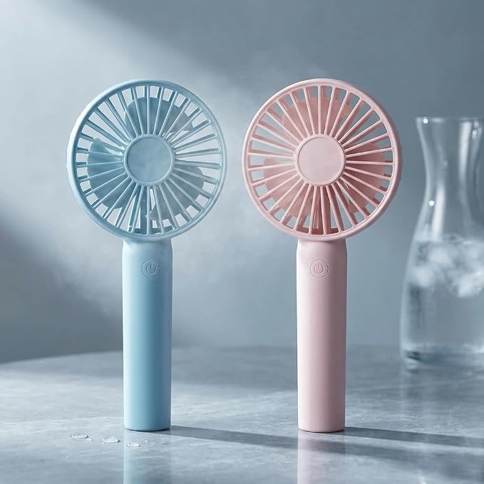 Portable Handheld Fan 2 Pack, USB Rechargeable Mini Fan, Ultra Quiet, 3 Speeds with Phone Holder Base, All Day Battery for Outdoor Indoor (Pink) - Image 2