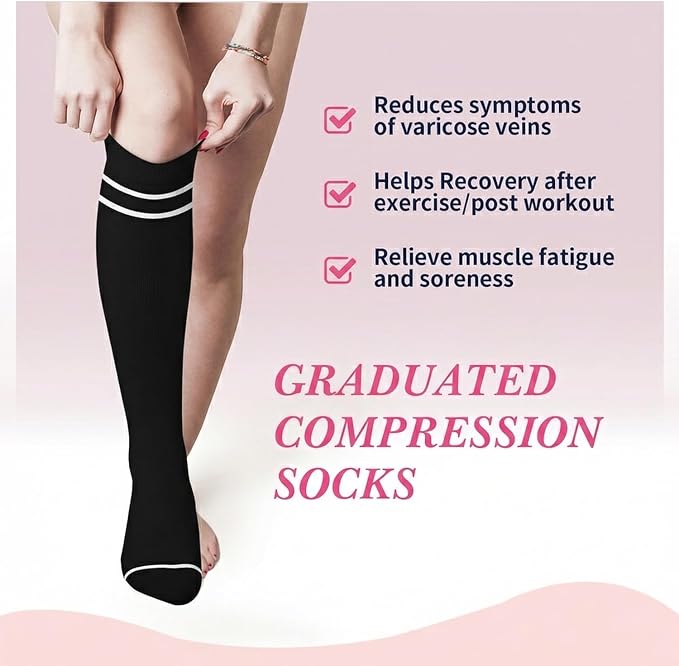 Sooverki Compression Socks for Women & Men 6 Pairs is Best Supportive Knee High Stockings for Circulation, Travel, Nurses - Image 3