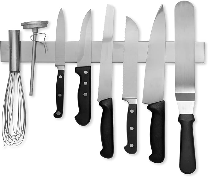 Modern Innovations 16 Inch Stainless Steel Magnetic Knife Bar with Multi-Purpose Functionality as a Knife Holder, Knife Strip, Magnetic Tool Organizer, Art Supply Organizer & Home Organizer by ModernInnovations