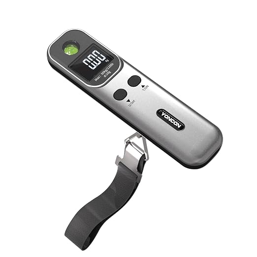 Digital Luggage Scale – 110lb Portable Suitcase Weight Scale with Backlit LCD, Tare Function, Travel Essentials for Airline Luggage, Backpacks, Outdoor Gear and Shipping Packages by YONCON