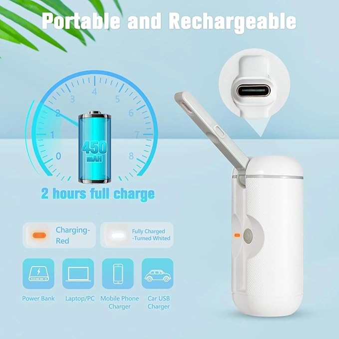 Portable Bidet for Travel, 500ml Travel Bidet, Bidet Sprayer with Peri Bottle for Women/Man, Handheld, Rechargeable Electric Bidet High Pressure, Douche Bottle for Postpartum, Hemorrhoid (White) - Image 2