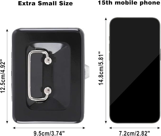 xydled Mini Cash Box with Lock, Removable Coin Tray, Steel Money Box, Black | Steel Cash Box with Key Lock, Removable Tray & Carry Handle, for Office, Retail, Home, and Money Storage, 4.9" x 3.7" x 2.4" - Image 2