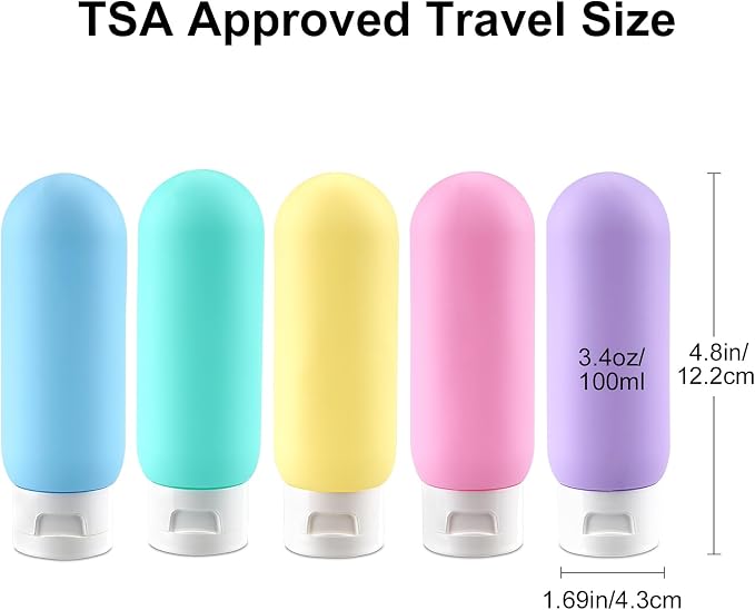 Cosywell Travel Bottles for Toiletries 5 Pack 3.4oz Travel Size Containers TSA Approved Toiletry Bottles Leak Proof Refillable Squeeze Bottle - Image 2