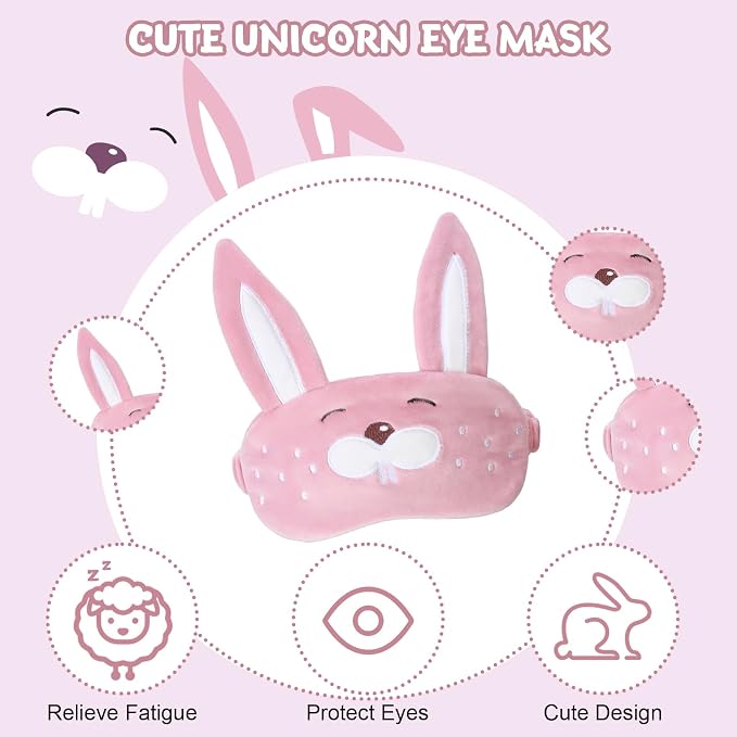 Cirorld Travel Pillow for Kids Adult Cute Neck Pillow for Traveling Memory Foam Airplane Pillow Sleep Mask Animal Flight Pillow Head Rest Neck Support for Cars Long Flights (Rabbit, 9-12 Y/O) - Image 6