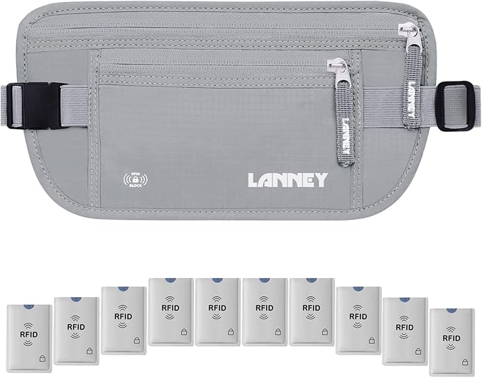 Money Belt for Travel Women and Men Slim Hidden Travel Wallet with RFID Blocking by LANNEY