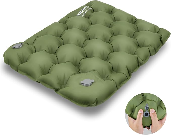 Inflatable Air Sitting Pad, Portable Camping Office Stadium Travel Hiking Pad with Repair Cloths by YEEKORO