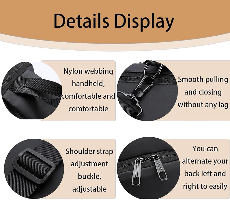 Travel Sling Bag Waterproof Crossbody Bag with Combination Lock Anti-Theft PU Leather Chest Bag - Image 7