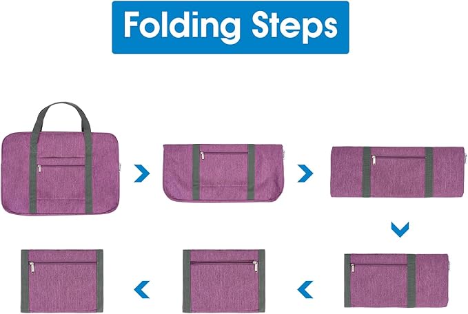 For United Airlines Foldable Carry on Bag 22x14x9 Travel Duffel Bag Packable luggage Duffle for Women and Men 40L (Dark Purple) - Image 6